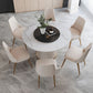 Contemporary Dining Round Table Sintered Stone Table with Metal Legs for Home Clearhalo 'Dining Tables & Seating' 'Dining Tables' 'dining_table' 'furn' 'furn_dining_table' 'Furniture' 'Kitchen & Dining Furniture' 6379065