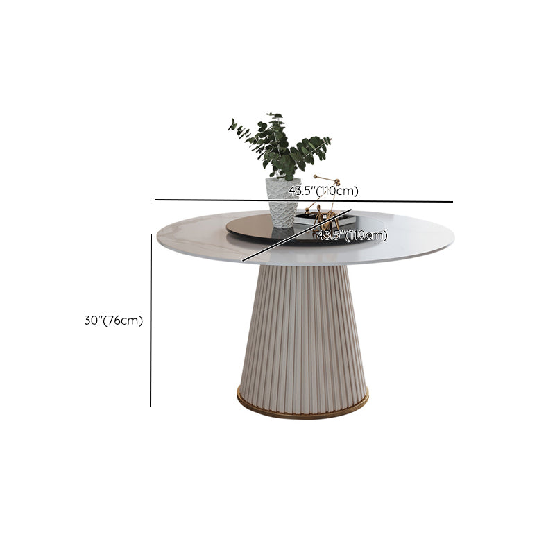 Contemporary Dining Round Table Sintered Stone Table with Metal Legs for Home Clearhalo 'Dining Tables & Seating' 'Dining Tables' 'dining_table' 'furn' 'furn_dining_table' 'Furniture' 'Kitchen & Dining Furniture' 6379070