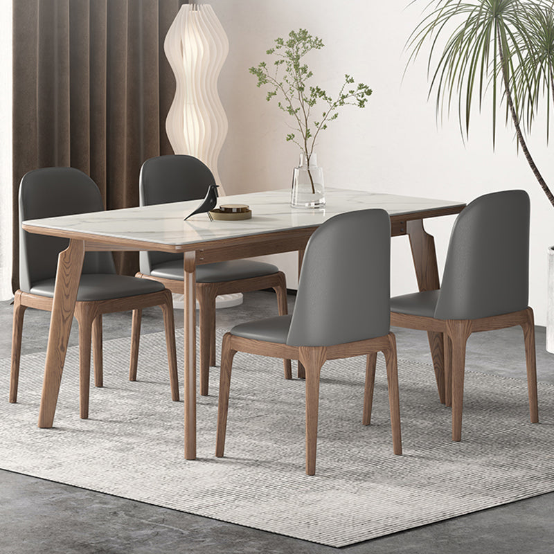 Rectangle Solid Wood Legs Table Contemporary Stone Dining Table for Dining Room 55.1"L x 31.5"W x 29.5"H Without Chairs Clearhalo 'Dining Tables & Seating' 'Dining Tables' 'dining_table' 'furn' 'furn_dining_table' 'Furniture' 'Kitchen & Dining Furniture' 6379072