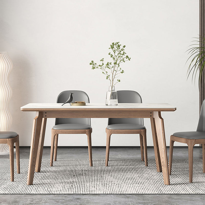Rectangle Solid Wood Legs Table Contemporary Stone Dining Table for Dining Room 59.1"L x 33.5"W x 29.5"H Without Chairs Clearhalo 'Dining Tables & Seating' 'Dining Tables' 'dining_table' 'furn' 'furn_dining_table' 'Furniture' 'Kitchen & Dining Furniture' 6379074