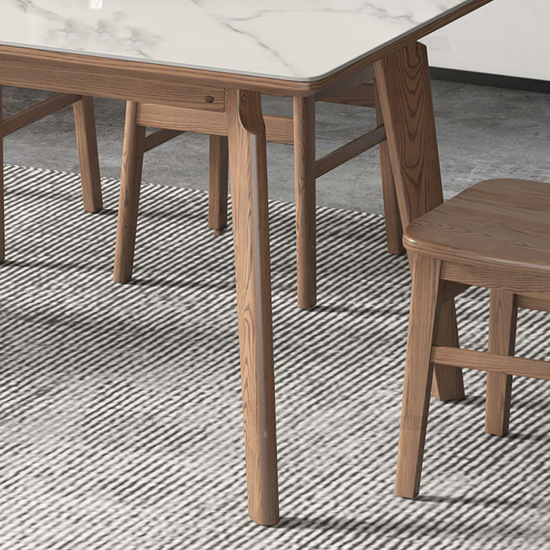 Rectangle Solid Wood Legs Table Contemporary Stone Dining Table for Dining Room Clearhalo 'Dining Tables & Seating' 'Dining Tables' 'dining_table' 'furn' 'furn_dining_table' 'Furniture' 'Kitchen & Dining Furniture' 6379077