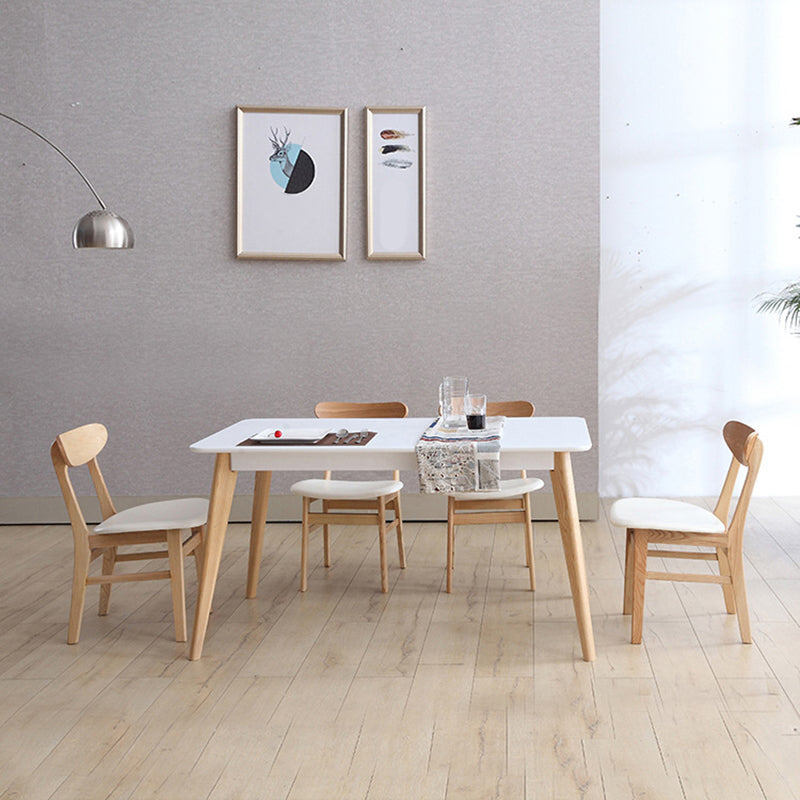 Table à manger rectangulaire à 4 pieds, Table de base moderne en bois de frêne pour cuisine