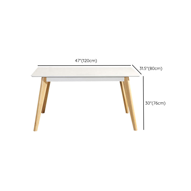 Table à manger rectangulaire à 4 pieds, Table de base moderne en bois de frêne pour cuisine