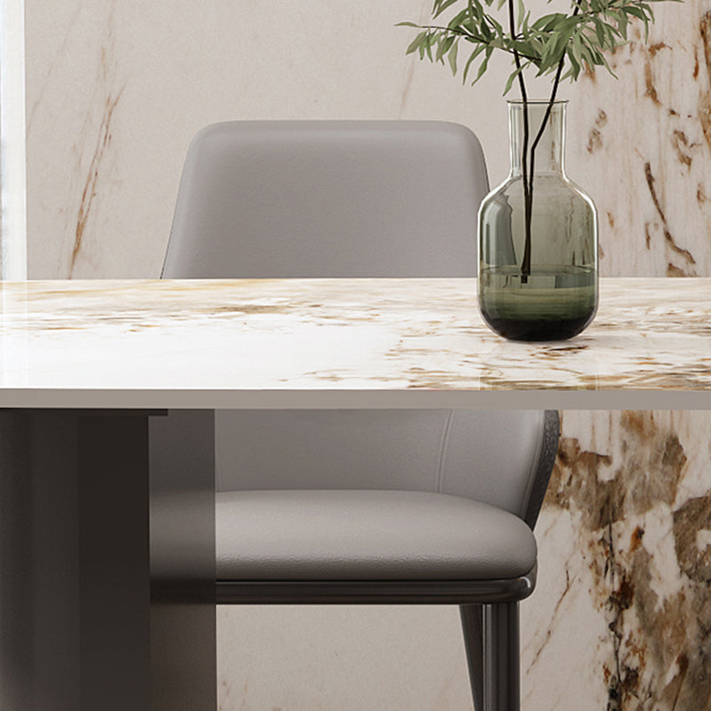 Modern Rectangle Stone Top Dining Table Double Pedestal Dining Table Clearhalo 'Dining Tables & Seating' 'Dining Tables' 'dining_table' 'furn' 'furn_dining_table' 'Furniture' 'Kitchen & Dining Furniture' 6379100