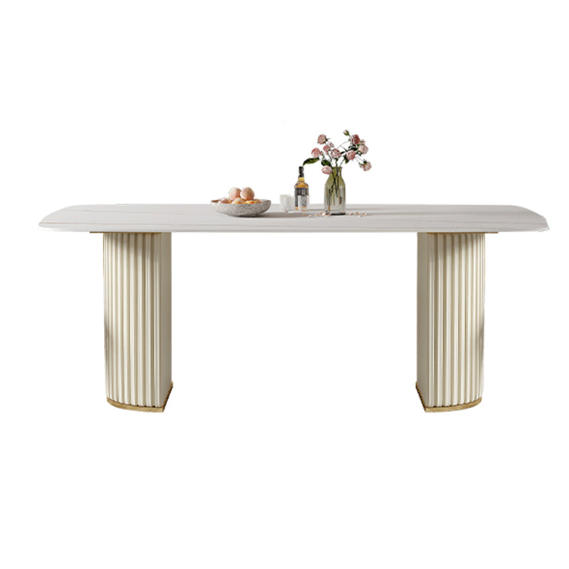 Contemporary Dining Rectangle Table Sintered Stone Table with Metal Legs for Home Clearhalo 'Dining Tables & Seating' 'Dining Tables' 'dining_table' 'furn' 'furn_dining_table' 'Furniture' 'Kitchen & Dining Furniture' 6379143