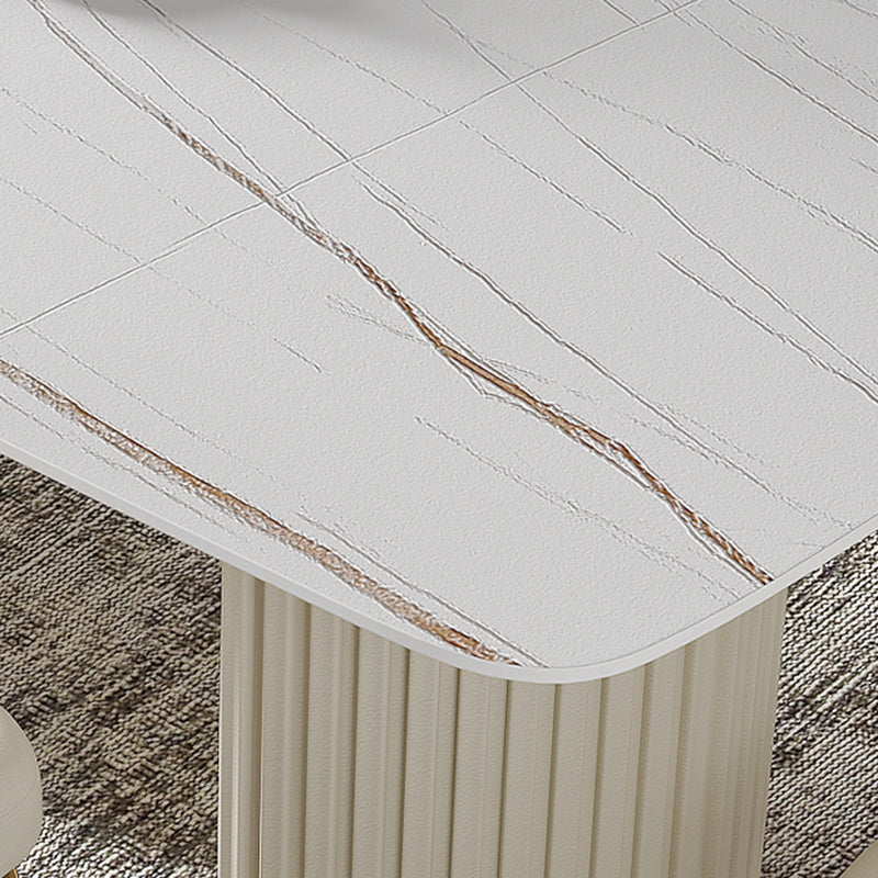 Contemporary Dining Rectangle Table Sintered Stone Table with Metal Legs for Home Clearhalo 'Dining Tables & Seating' 'Dining Tables' 'dining_table' 'furn' 'furn_dining_table' 'Furniture' 'Kitchen & Dining Furniture' 6379144