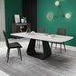 Table à manger rectangulaire à base noire, Table moderne en pierre pour salle à manger
