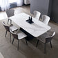 Table à manger rectangulaire à base noire, Table moderne en pierre pour salle à manger