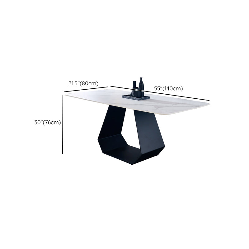 Table à manger rectangulaire à base noire, Table moderne en pierre pour salle à manger