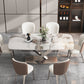 Modern Sintered Stone Dining Table Rectangle Table with Metal Pedestal Base 55.1"L x 31.5"W x 29.5"H Without Chairs Clearhalo 'Dining Tables & Seating' 'Dining Tables' 'dining_table' 'furn' 'furn_dining_table' 'Furniture' 'Kitchen & Dining Furniture' 6379179