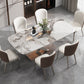 Modern Sintered Stone Dining Table Rectangle Table with Metal Pedestal Base 70.9"L x 35.4"W x 29.5"H Without Chairs Clearhalo 'Dining Tables & Seating' 'Dining Tables' 'dining_table' 'furn' 'furn_dining_table' 'Furniture' 'Kitchen & Dining Furniture' 6379182