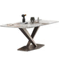Modern Sintered Stone Dining Table Rectangle Table with Metal Pedestal Base Clearhalo 'Dining Tables & Seating' 'Dining Tables' 'dining_table' 'furn' 'furn_dining_table' 'Furniture' 'Kitchen & Dining Furniture' 6379183