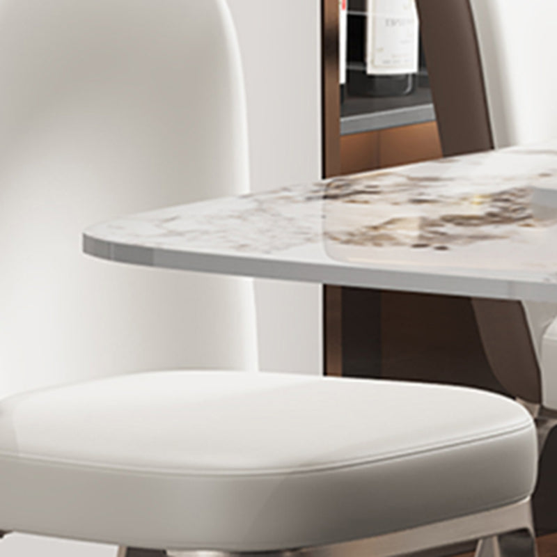 Modern Sintered Stone Dining Table Rectangle Table with Metal Pedestal Base Clearhalo 'Dining Tables & Seating' 'Dining Tables' 'dining_table' 'furn' 'furn_dining_table' 'Furniture' 'Kitchen & Dining Furniture' 6379187