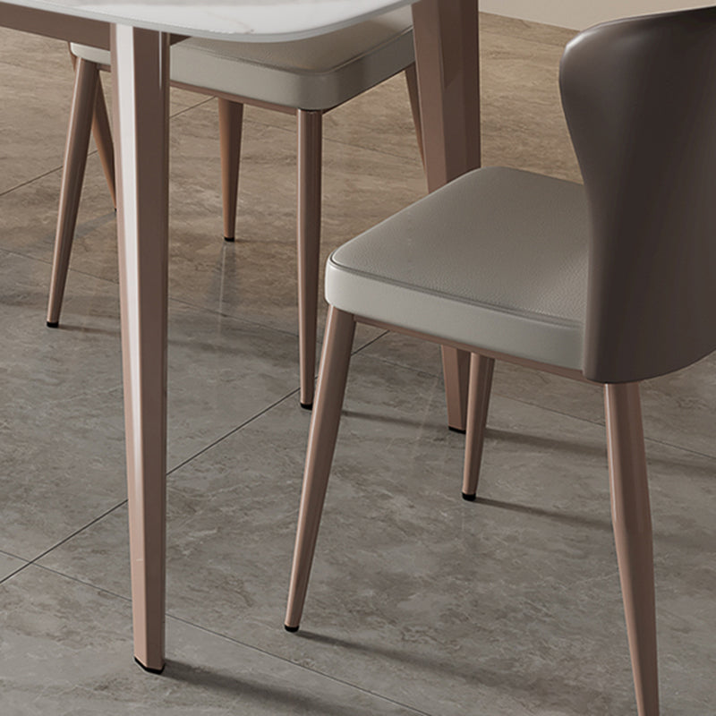 Table rectangulaire moderne de table à manger en pierre frittée avec 4 pieds pour la maison