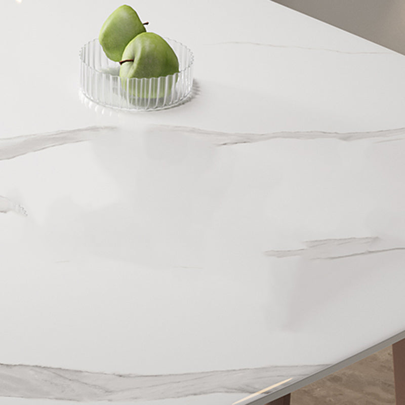 Table rectangulaire moderne de table à manger en pierre frittée avec 4 pieds pour la maison