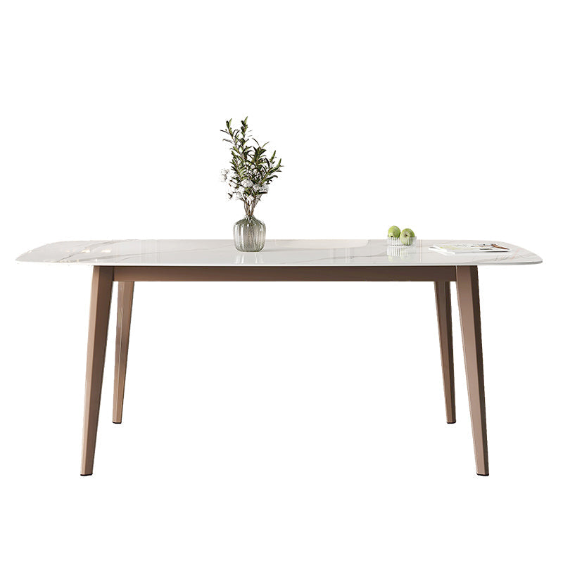 Table rectangulaire moderne de table à manger en pierre frittée avec 4 pieds pour la maison