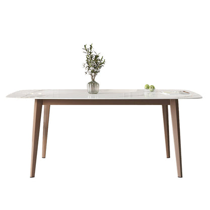 Table rectangulaire moderne de table à manger en pierre frittée avec 4 pieds pour la maison