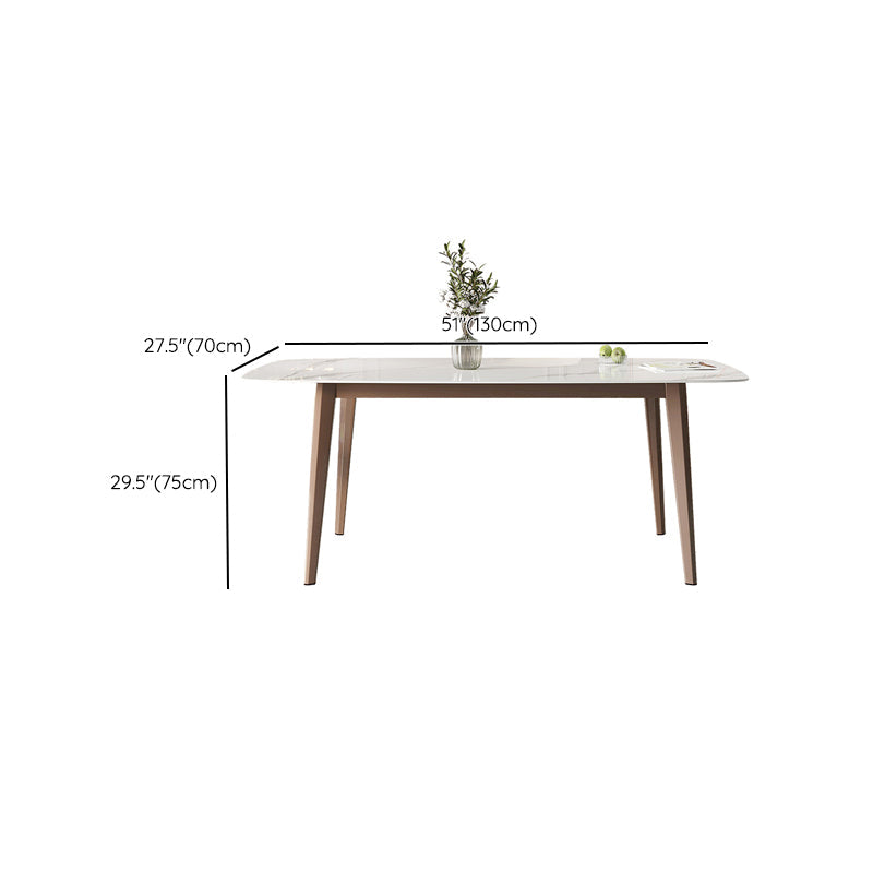 Table rectangulaire moderne de table à manger en pierre frittée avec 4 pieds pour la maison