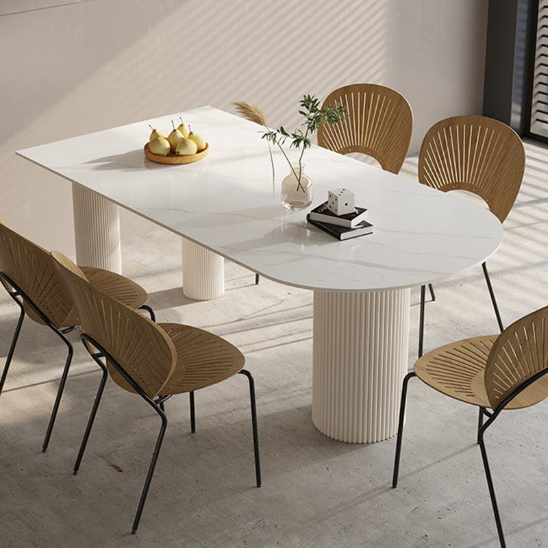 Modern Irregular Shape Table Sintered Stone Top Table with 3 Legs 55.1"L x 31.5"W x 29.5"H Without Chairs Clearhalo 'Dining Tables & Seating' 'Dining Tables' 'dining_table' 'furn' 'furn_dining_table' 'Furniture' 'Kitchen & Dining Furniture' 6379212