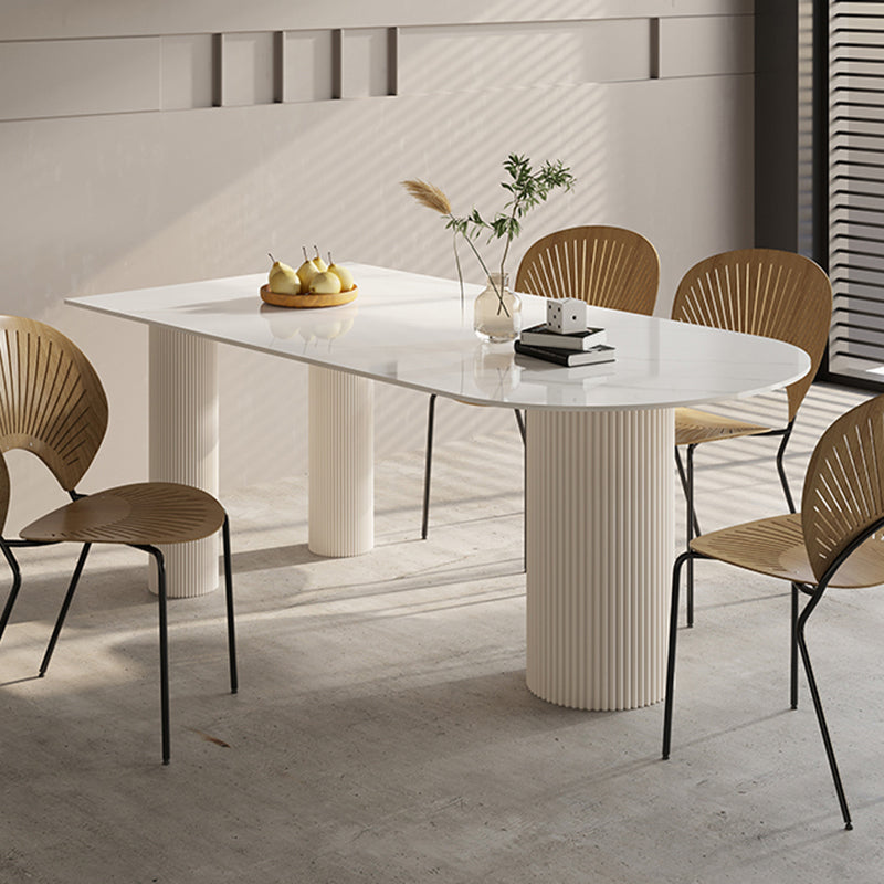 Modern Irregular Shape Table Sintered Stone Top Table with 3 Legs 70.9"L x 35.4"W x 29.5"H Without Chairs Clearhalo 'Dining Tables & Seating' 'Dining Tables' 'dining_table' 'furn' 'furn_dining_table' 'Furniture' 'Kitchen & Dining Furniture' 6379213