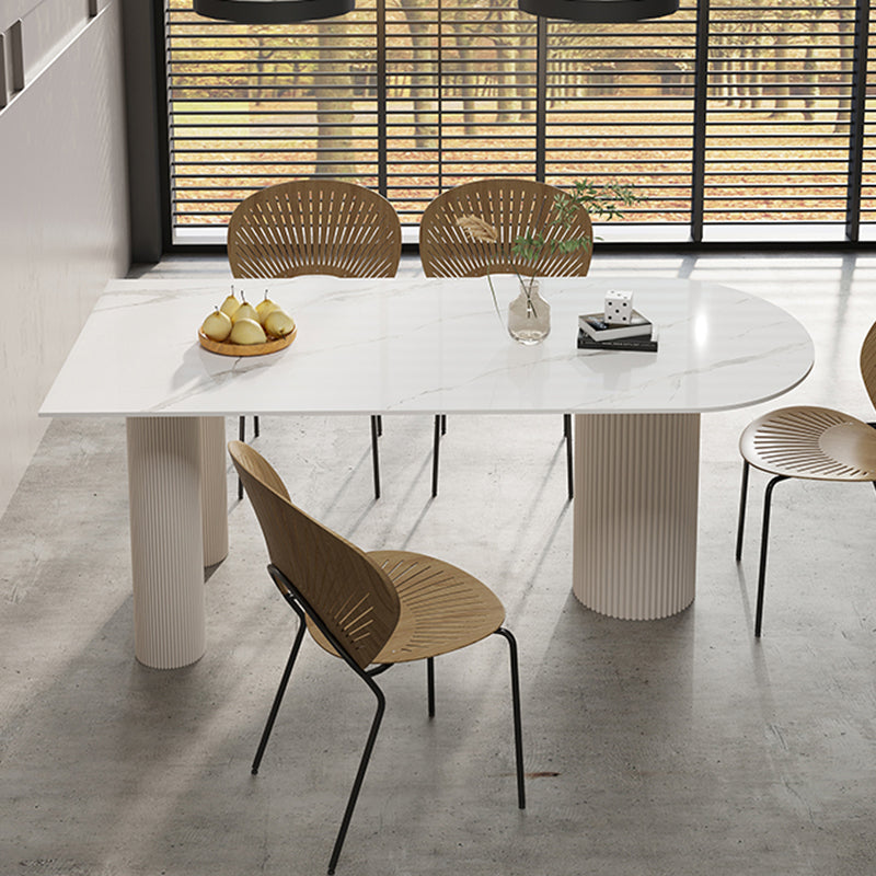 Modern Irregular Shape Table Sintered Stone Top Table with 3 Legs 63"L x 31.5"W x 29.5"H Without Chairs Clearhalo 'Dining Tables & Seating' 'Dining Tables' 'dining_table' 'furn' 'furn_dining_table' 'Furniture' 'Kitchen & Dining Furniture' 6379214