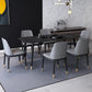 Industrial Sintered Stone Dining Table Rectangle Table with 4 Legs Black 70.9"L x 35.4"W x 29.5"H Without Chairs Clearhalo 'Dining Tables & Seating' 'Dining Tables' 'dining_table' 'furn' 'furn_dining_table' 'Furniture' 'Kitchen & Dining Furniture' 6379289