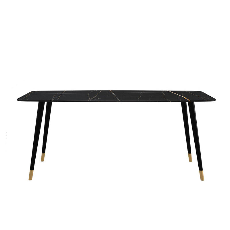 Industrial Sintered Stone Dining Table Rectangle Table with 4 Legs Black Without Chairs Clearhalo 'Dining Tables & Seating' 'Dining Tables' 'dining_table' 'furn' 'furn_dining_table' 'Furniture' 'Kitchen & Dining Furniture' 6379291
