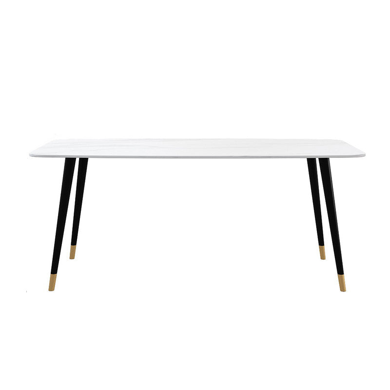 Industrial Sintered Stone Dining Table Rectangle Table with 4 Legs White Without Chairs Clearhalo 'Dining Tables & Seating' 'Dining Tables' 'dining_table' 'furn' 'furn_dining_table' 'Furniture' 'Kitchen & Dining Furniture' 6379295