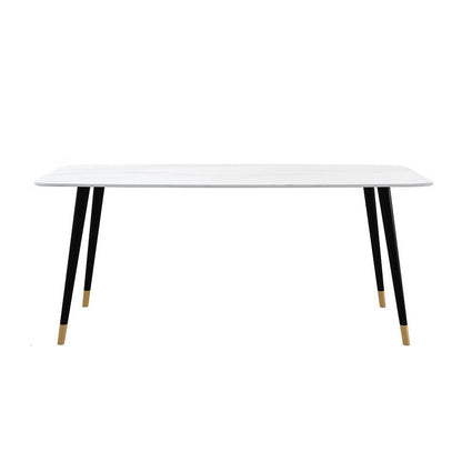 Industrial Sintered Stone Dining Table Rectangle Table with 4 Legs White Without Chairs Clearhalo 'Dining Tables & Seating' 'Dining Tables' 'dining_table' 'furn' 'furn_dining_table' 'Furniture' 'Kitchen & Dining Furniture' 6379295