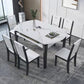 Contemporary Dining Round Table Sintered Stone Table with Wood Legs for Home White 47.2"L x 47.2"W x 29.5"H Without Chairs Clearhalo 'Dining Tables & Seating' 'Dining Tables' 'dining_table' 'furn' 'furn_dining_table' 'Furniture' 'Kitchen & Dining Furniture' 6379318