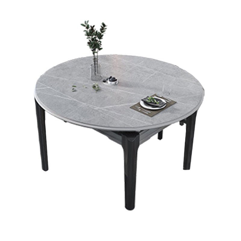 Contemporary Dining Round Table Sintered Stone Table with Wood Legs for Home Clearhalo 'Dining Tables & Seating' 'Dining Tables' 'dining_table' 'furn' 'furn_dining_table' 'Furniture' 'Kitchen & Dining Furniture' 6379321