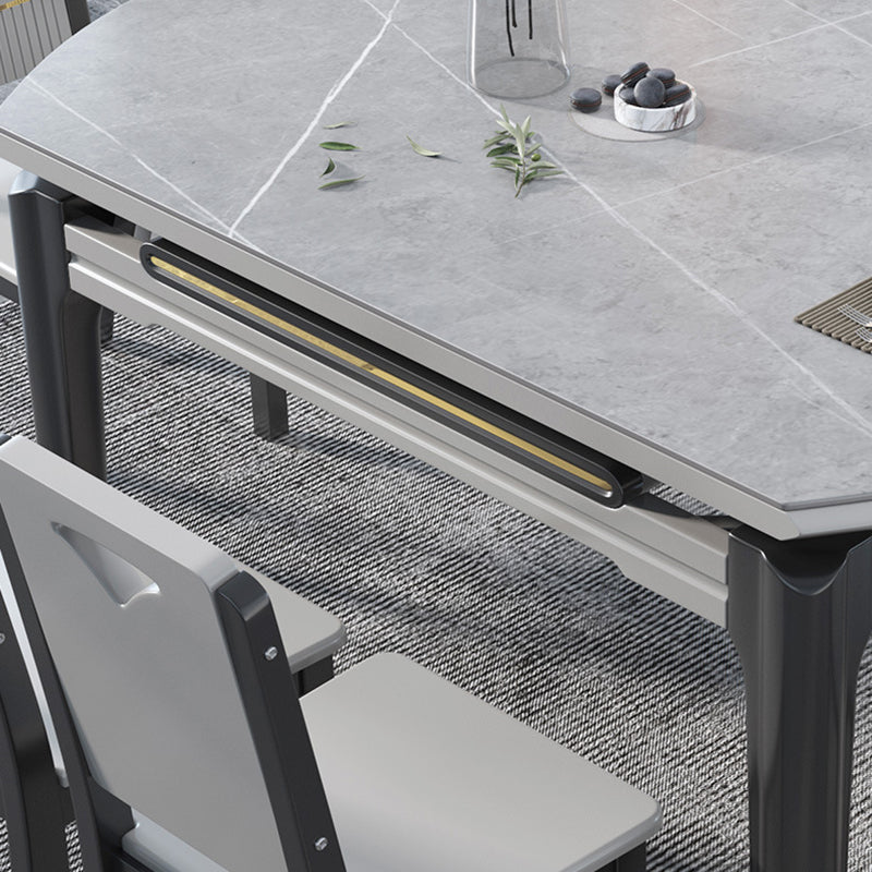 Contemporary Dining Round Table Sintered Stone Table with Wood Legs for Home Clearhalo 'Dining Tables & Seating' 'Dining Tables' 'dining_table' 'furn' 'furn_dining_table' 'Furniture' 'Kitchen & Dining Furniture' 6379323