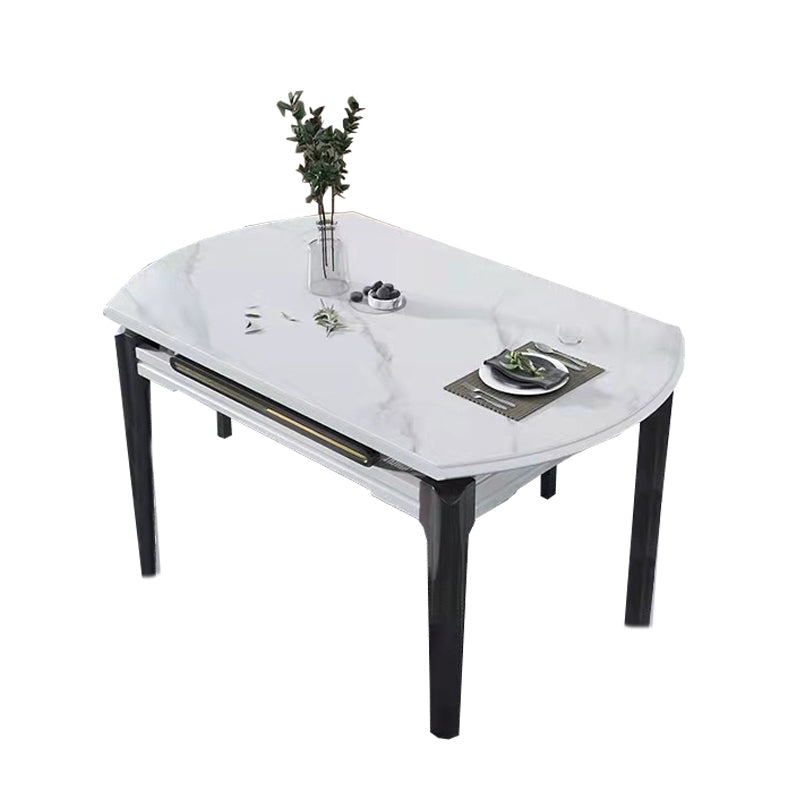 Contemporary Dining Round Table Sintered Stone Table with Wood Legs for Home White Without Chairs Clearhalo 'Dining Tables & Seating' 'Dining Tables' 'dining_table' 'furn' 'furn_dining_table' 'Furniture' 'Kitchen & Dining Furniture' 6379326