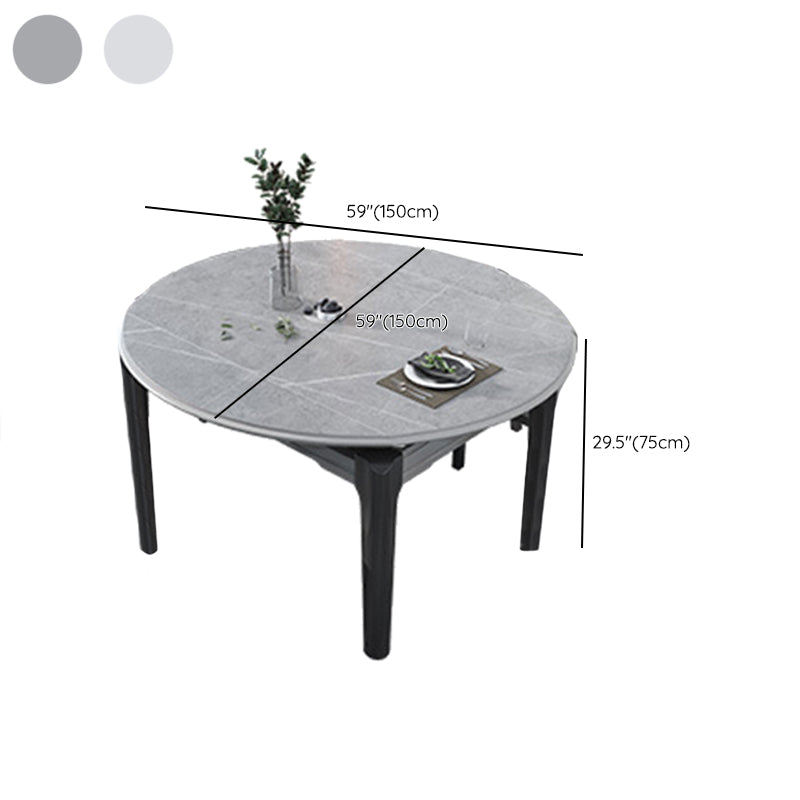 Contemporary Dining Round Table Sintered Stone Table with Wood Legs for Home Clearhalo 'Dining Tables & Seating' 'Dining Tables' 'dining_table' 'furn' 'furn_dining_table' 'Furniture' 'Kitchen & Dining Furniture' 6379330