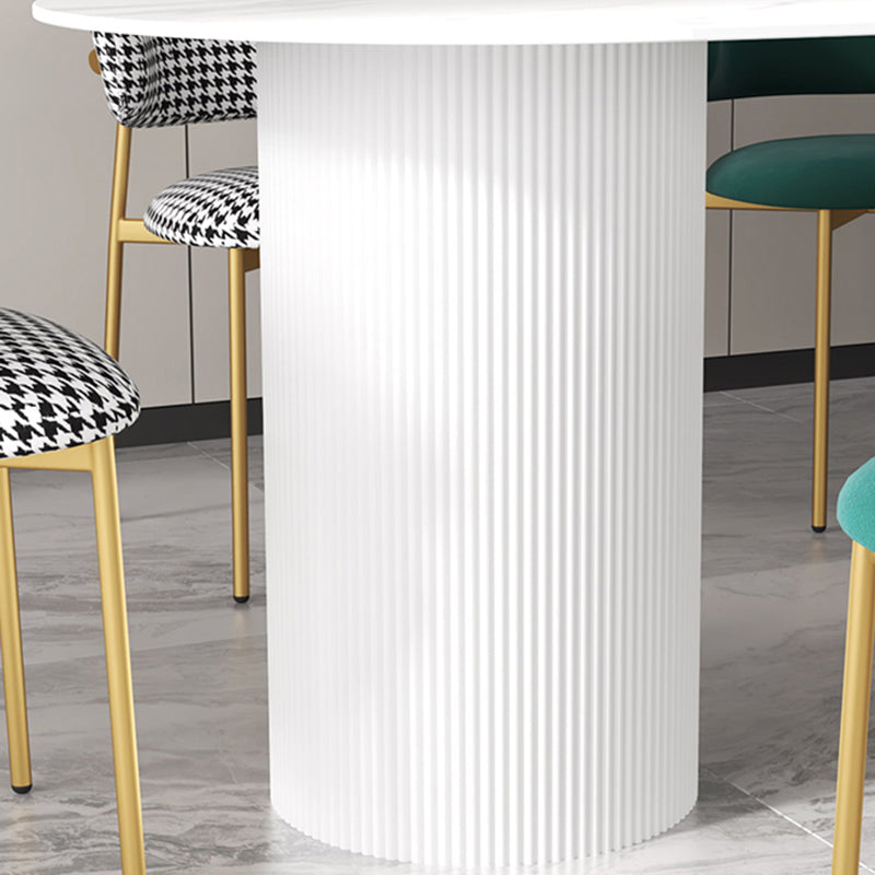 Modern Sintered Stone Dining Table Contemporary White Table with Metal Base Clearhalo 'Dining Tables & Seating' 'Dining Tables' 'dining_table' 'furn' 'furn_dining_table' 'Furniture' 'Kitchen & Dining Furniture' 6379337