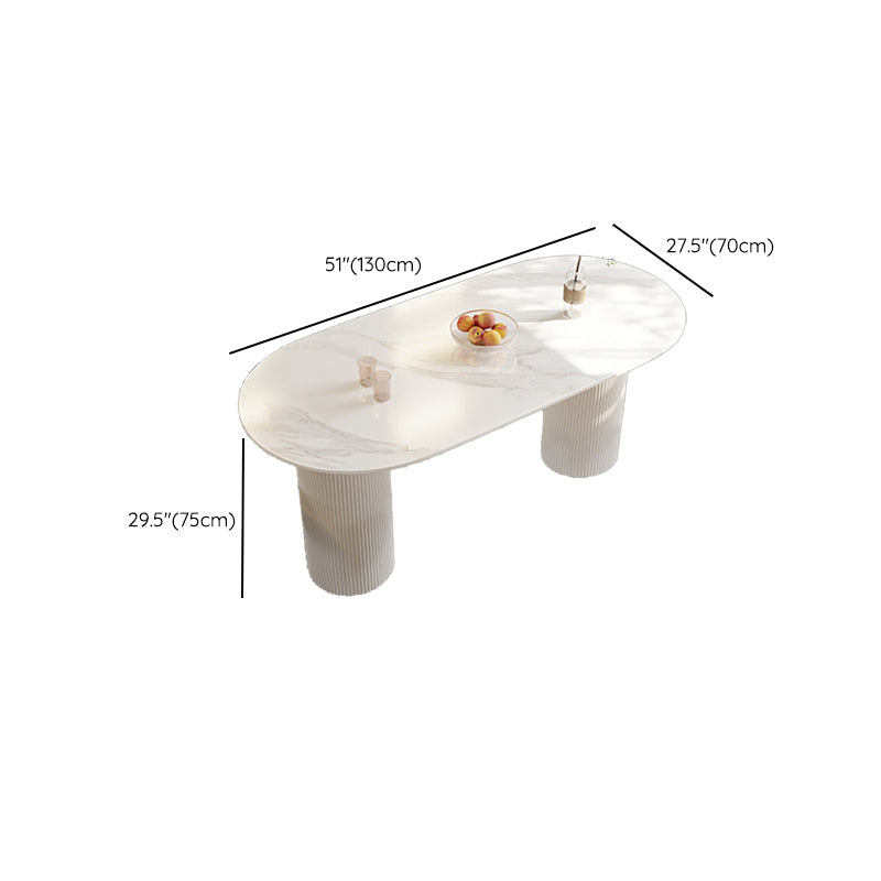 Modern Sintered Stone Dining Table Contemporary White Table with Metal Base Clearhalo 'Dining Tables & Seating' 'Dining Tables' 'dining_table' 'furn' 'furn_dining_table' 'Furniture' 'Kitchen & Dining Furniture' 6379340