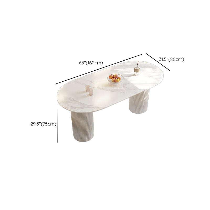 Modern Sintered Stone Dining Table Contemporary White Table with Metal Base Clearhalo 'Dining Tables & Seating' 'Dining Tables' 'dining_table' 'furn' 'furn_dining_table' 'Furniture' 'Kitchen & Dining Furniture' 6379344
