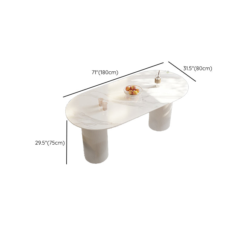 Modern Sintered Stone Dining Table Contemporary White Table with Metal Base Clearhalo 'Dining Tables & Seating' 'Dining Tables' 'dining_table' 'furn' 'furn_dining_table' 'Furniture' 'Kitchen & Dining Furniture' 6379346