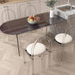 Mesa moderna de forma irregular, mesa de piedra sinterizada con pedestal doble