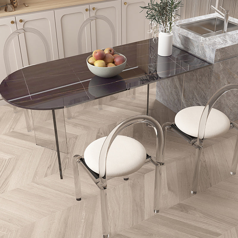 Mesa moderna de forma irregular, mesa de piedra sinterizada con pedestal doble