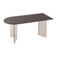 Mesa moderna de forma irregular, mesa de piedra sinterizada con pedestal doble