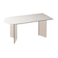 Mesa moderna de forma irregular, mesa de piedra sinterizada con pedestal doble