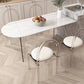 Mesa moderna de forma irregular, mesa de piedra sinterizada con pedestal doble