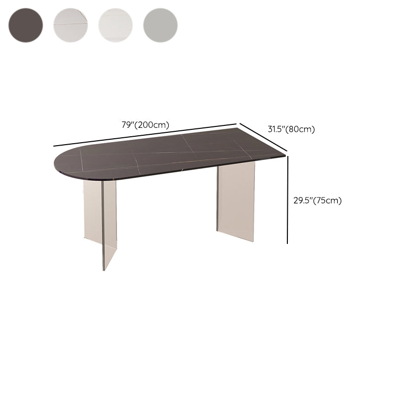 Mesa moderna de forma irregular, mesa de piedra sinterizada con pedestal doble