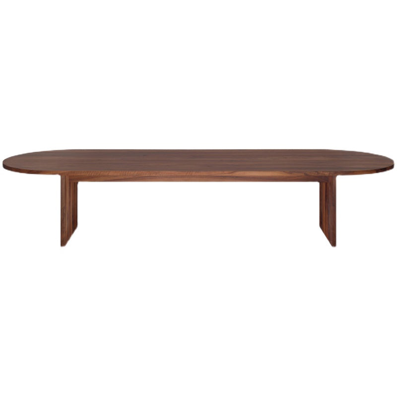 Modern Solid Wood Dining Table Oval Wooden Table with Double Pedestal Without Chairs Clearhalo 'Dining Tables & Seating' 'Dining Tables' 'dining_table' 'furn' 'furn_dining_table' 'Furniture' 'Kitchen & Dining Furniture' 6379384
