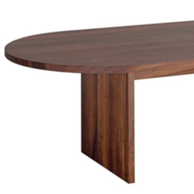 Modern Solid Wood Dining Table Oval Wooden Table with Double Pedestal Clearhalo 'Dining Tables & Seating' 'Dining Tables' 'dining_table' 'furn' 'furn_dining_table' 'Furniture' 'Kitchen & Dining Furniture' 6379386