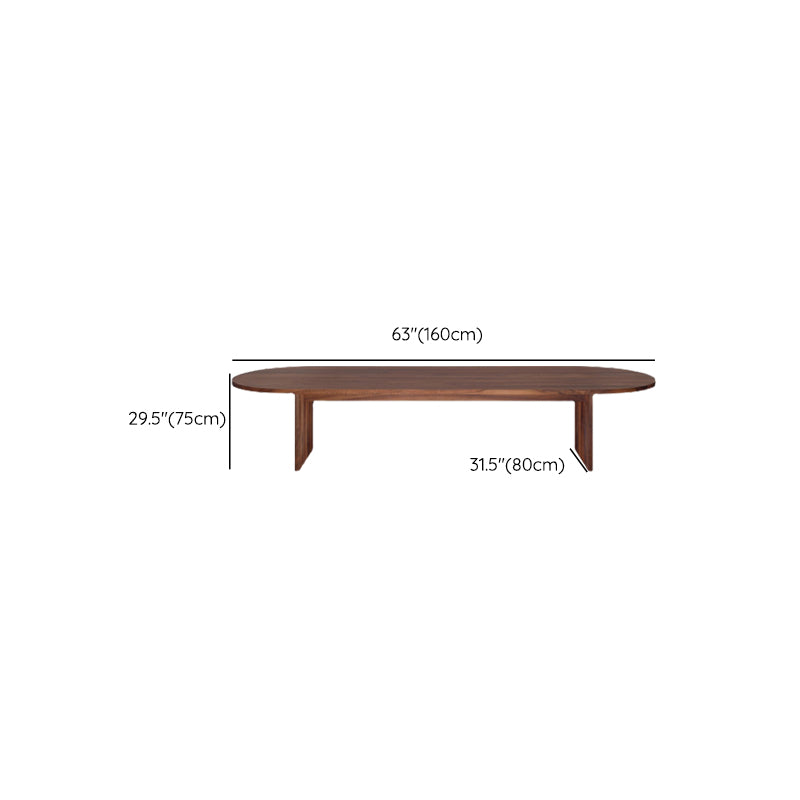 Modern Solid Wood Dining Table Oval Wooden Table with Double Pedestal Clearhalo 'Dining Tables & Seating' 'Dining Tables' 'dining_table' 'furn' 'furn_dining_table' 'Furniture' 'Kitchen & Dining Furniture' 6379391