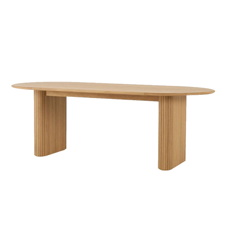 Modern Pine Wood Dining Table Oval Wooden Table with Double Pedestal