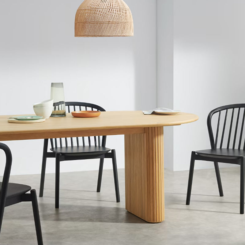 Modern Pine Wood Dining Table Oval Wooden Table with Double Pedestal