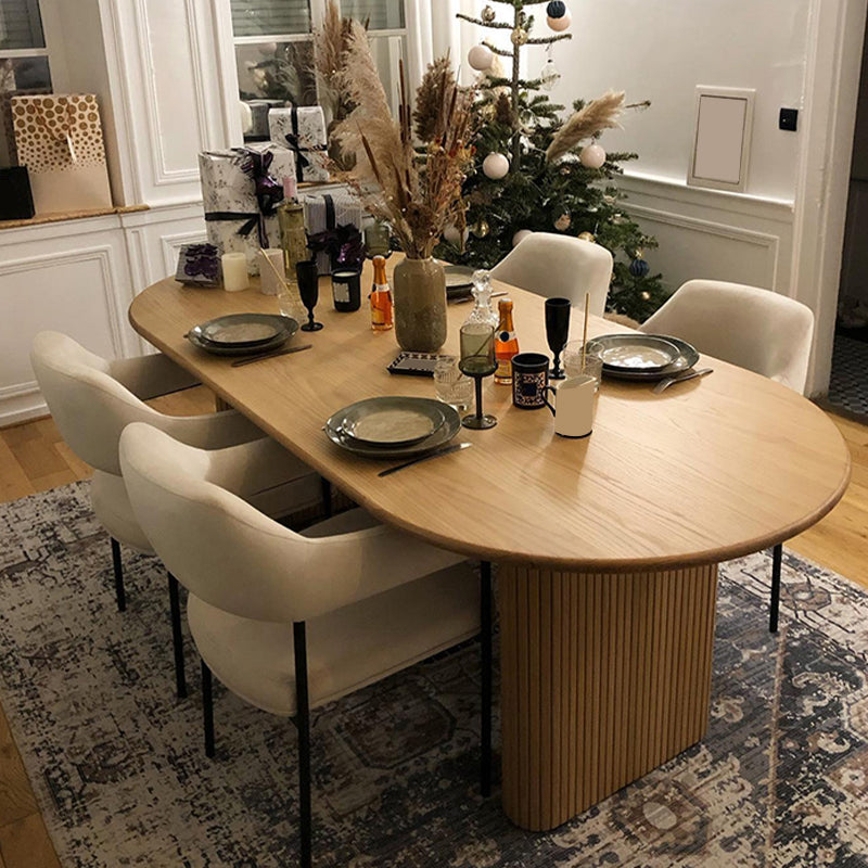Modern Pine Wood Dining Table Oval Wooden Table with Double Pedestal